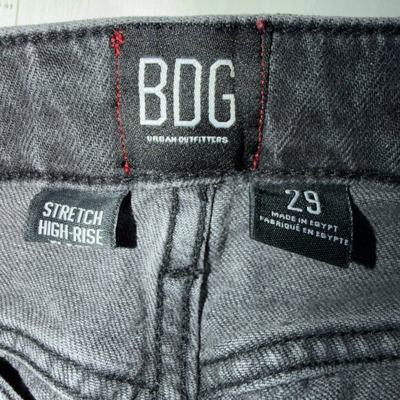 BDG High Rise Stretch Flare Jeans Size 29 Black Distressed Retro Denim - Picture 3 of 7